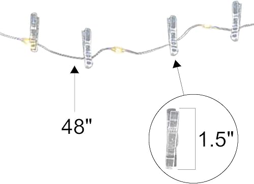 Miniatura 3 de ArtCreativity Cadena de luces LED con clip para fotos, 48 pulgadas de largo, luces LED decorativas para niños y adultos, encantadora decoración de