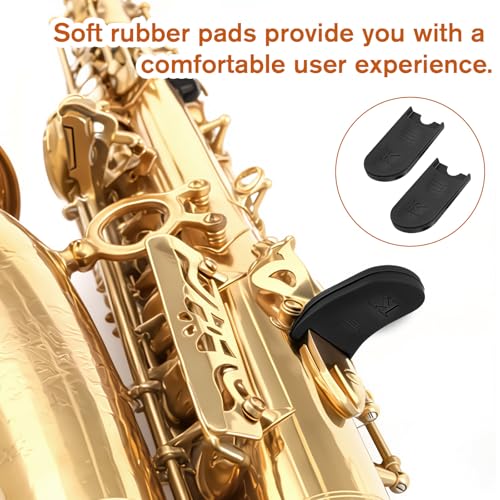 Saxophone Thumb Rest, 10 Pack Alto Saxophone Accessories Black Silicone Comfort Thumb Finger Rest Pad Rubber Sax Gel Cushion Pad Saxophones Palm Key Risers Mouthpiece Rests Finger Protector - Thumbnail 5