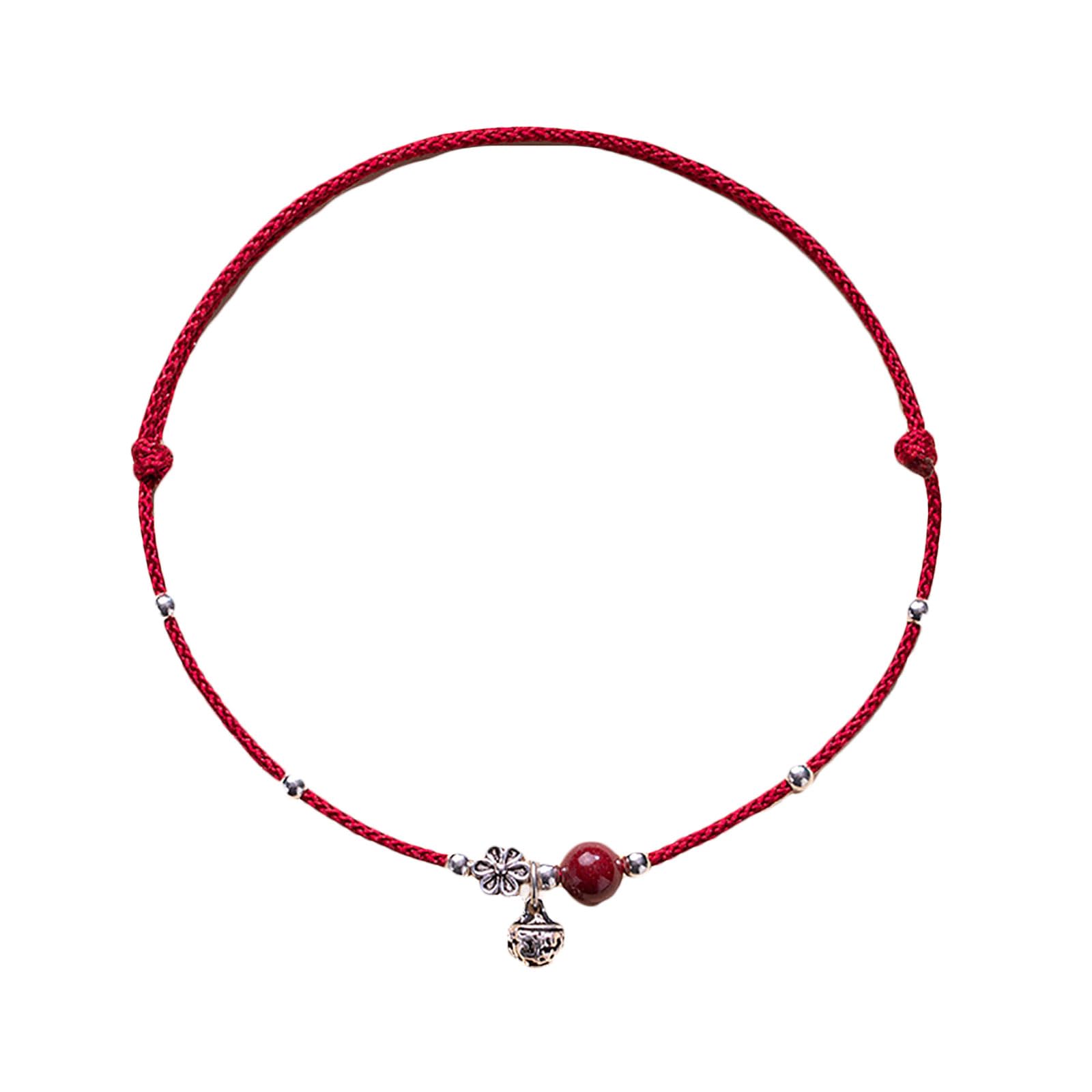 IntroscienceWomen's Retro Cinnabar Bell Anklet, Red Rope Cinnabar Anklet, Good Luck Bell Anklet, Chinese Feng Shui Women's Anklet