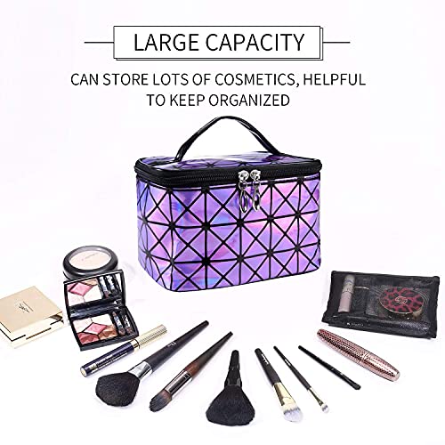 Ubmsa Makeup Bag,Travel Bag Essentials With Mirror For Women Girls Gifts,Cosmetics Bag Case Storage,Travel Size Toiletries For Brush Jewelry Organizer Accessories (Purple) #TOP6