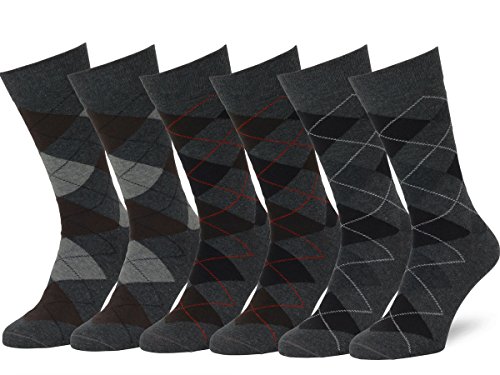 Easton Marlowe Classic Argyle Socks Men - Mens Dress Socks - 6 Pack