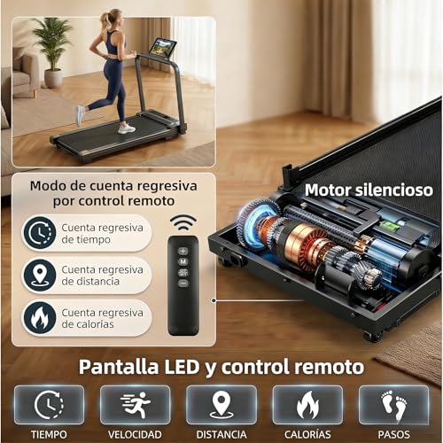 Tapis Roulant Per Casa Pieghevole – Upgraded Durevole & Portatile Elettrico Treadmill Per Home Fitness Con Forte Supporto A Ventosa E Telecomando, Max 10 Km/H Per Cardio & Walking (Nero) - 5