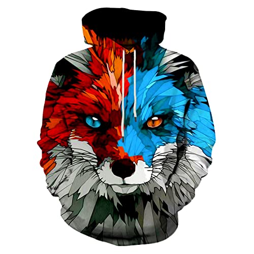 Asylvain 3D Realistic Sweatshirts For Men Women Novelty Grapphic Animal Print Hoodie Fashion Pullover Drawstring Hooded Sweatshirts, X-Large #TOP29