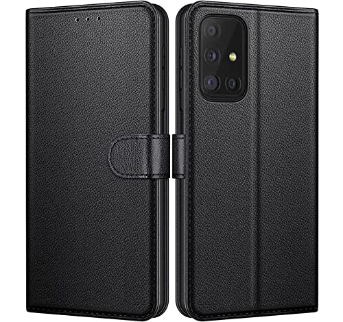 NWNK13 For Samsung A71 Phone Case Premium Leather Flip Case Book Wallet Case Card Holder Media Stand Shock Proof Protective Phone Cover Compatible for Samsung Galaxy A71 (Black)