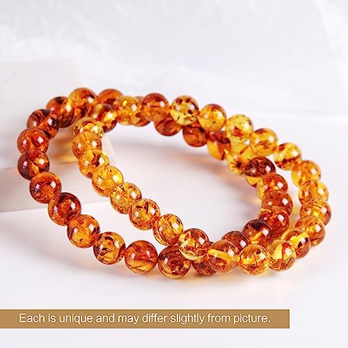 Natural Baltic Amber Bracelet for Adults (Women/Men)/ Baltic Amber Rainbow Beads Certified Amber Jewelry/Stretch Handmade Gemstone Wristband4