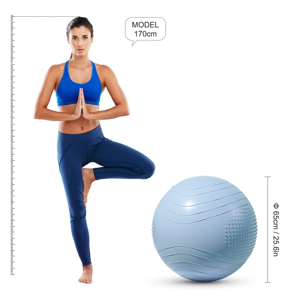 Pelota De Yoga 65cm de la yoga bola de la aptitud de Pilates bolas de los deportes de parto Fitball Formación Entrenamiento del ejercicio bola de masaje Gimnasio Control con bomba rápida Pelota De Yog