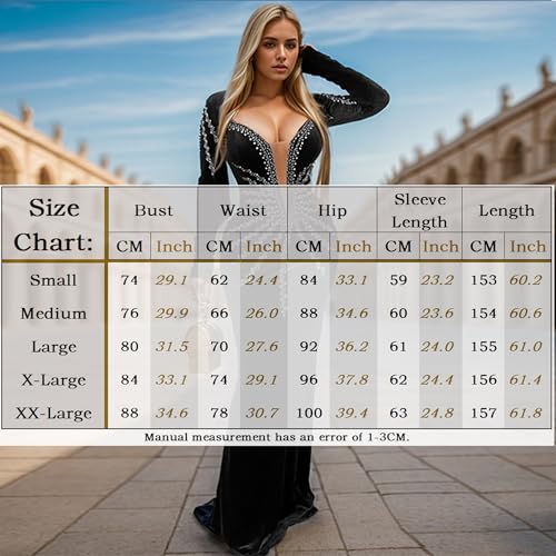 Image of Jigfar Women's Sexy Elegant Rhinestone Embellished Velvet Party Club Night Bodycon Formal Evening Maxi Dress