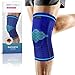 Produktbild bonmedico Professional Gensano Kniebandage für Damen & Herren, Sportbandage mit Silikon-Patellaring, stabilisiert bei Knie Schmerzen, rutschfest & atmungsaktiv für links & rechts XL, blau + E-book