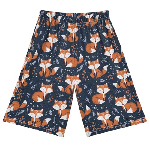 ALAZA Fox Berry Leaf Pajama Shorts Elastic Waist Casual Sleep Shorts with Pockets Size 6-14