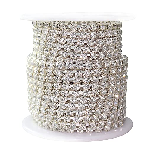 Zayi 5 Yards 3Mm Crystal Rhinestone Diamond Chain Trim, Rhinestones Clear Trimming Claw Chain For Crafts, Sewing, Diy, Jewelry, Wedding, Decoration (Ss12/3Mm, Silver) #TOP30