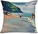 Poszewka na poduszkę z niewidocznym zamkiem błyskawicznym poszewka na poduszkę do domu dekoracyjne patio 45 x 45 cm panoramiczny letni widok idealny sezon Avali plaża urzekające parki przyrodnicze na zewnątrz śródziemnomorski