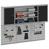 vidaXL Juego de Armarios de Herramientas con estante 4 pcs Negro, organizador para garaje