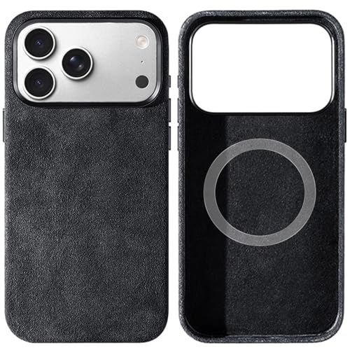 Coque Alcantara iPhone 17 Pro Max noire luxueuse et fine Magsafe