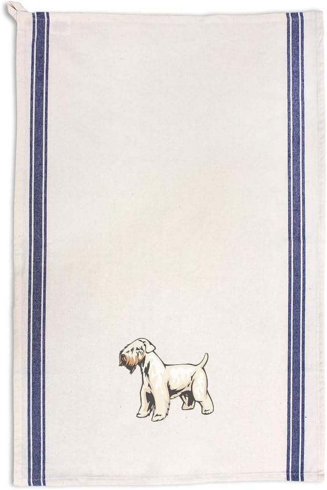 Custom Decor Kitchen Towels Irish Soft Coated Wheaten Terrier Pets Dogs Cleaning Supplies Dish Towels Blue Stripe Design Only
