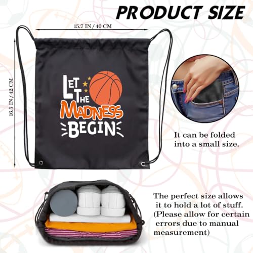 Let The Madness Begin Drawstring Backpack For Men Women, Waterproof Sport Sackpack For Basketball Lover Basketball Fan, Funny Birthday Christmas String Gym Bag Gifts2