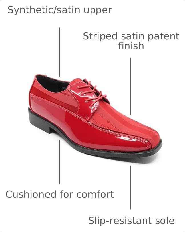 Image of Men's Oxford Lace up Striped Satin Patent Tuxedo Dress Shoes MC-179
