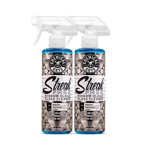Chemical Guys CLD3001602 Streak Free Glass & Window Cleaner (Works on Mirrors, Navigation Screens & More; Car, Truck, SUV and Home Use), Ammonia Free & Safe on Tinted Windows, (2 Pack) 16 fl oz