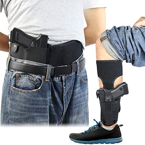 Kosibate Belly Band and Ankle Holster, Concealed Carry with Magazine Pocket/Pouch for Women Men Fits Glock, Ruger LCP, M&P Shield, Sig Sauer, Ruger, Kahr, Beretta, 1911, etc
