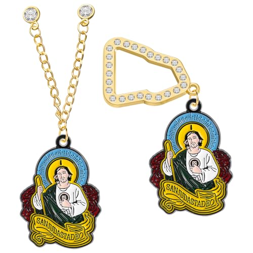 Fashion Hat Chain Pins, Mexico Christ Jesus Hat Brooch with Chain, Mexico Style Hanging Chain New E-ra Hat Pins for Hat Badge Lapel Decoration Easter Gifts