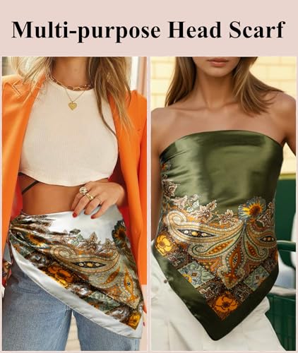 AKTVSHOW Head Scarf for Women Like Silk Square Hair Scarves, Scarf Bandanas for Women 35 Inches4