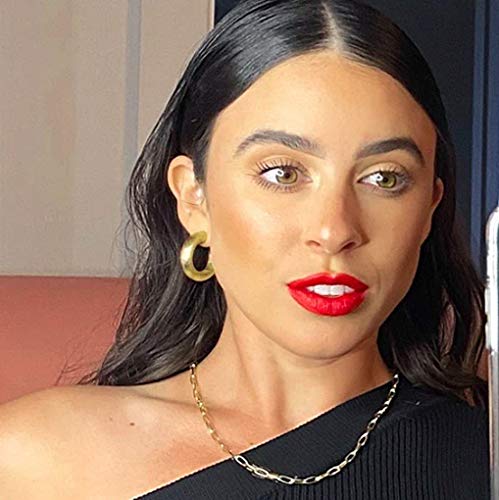 Small Chantal Thick Chunky Tube Lightweight Hoop Earrings for Women in Brushed 18k Gold Plated4