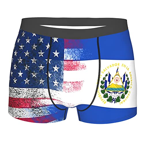 Usa El Salvador Flag Mens Boxer Briefs Underwear Breathable Stretch Boxer Trunk with Pouch for Men, Youth