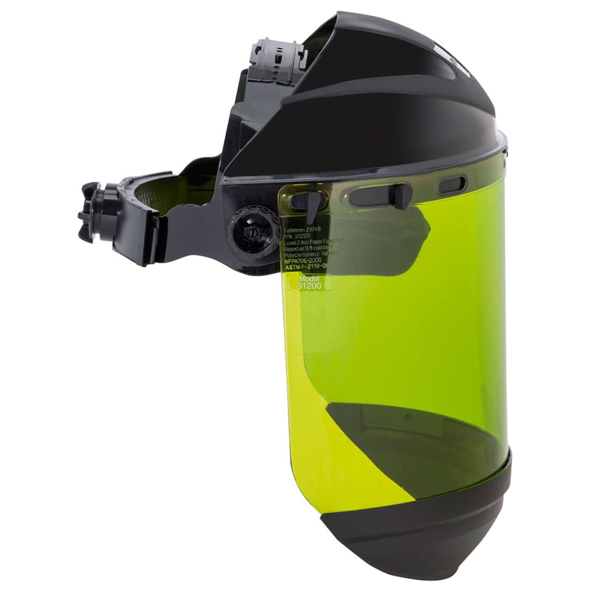 Sellstrom 312 Series ArcFlash Black Crown/Chin Guard and Polycarbonate 9.9 Cal Anti-Fog Window Protective Faceshield (Varios opciones de estilo)
