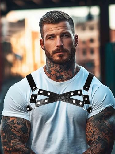 Fstrend Chest Harness Belt for Men Black Shoulder Leather Strap Fashion Rave Body Accessory2