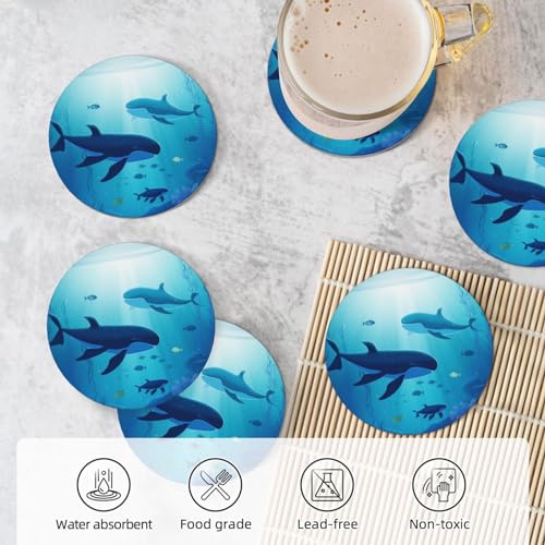 Dessous de verre en céramique durable et élégant motif baleines - 6