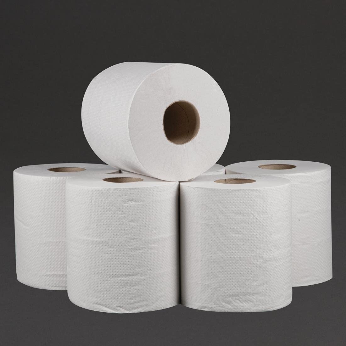 Jantex Rouleau d'Essuyage Dévidage Central Blanc 2 Plis / 120 m par Rouleau (Lot de 6), Blanc, Environ 400 Feuilles par Rouleau, Accrédité CHSA, Matériau Recyclé, DL920