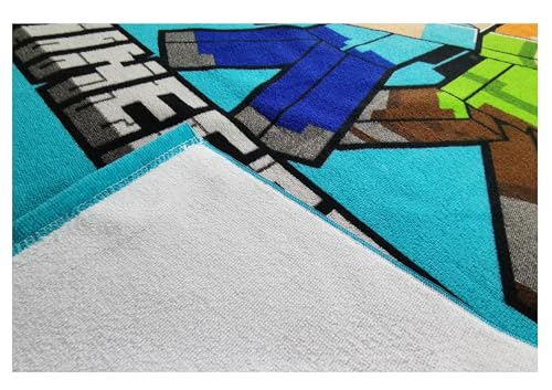 Theonoi Kinder Handtuch Badetuch Strandtuch Duschtuch 70x140 Polyester (Minecraft Steve Alex)