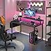 Lufeiya Gaming Desk with Power Outlets and LED Lights, 40 Inch Gamer Desk Table with Charging Station, Home Office Computer Desks with Monitor, Black