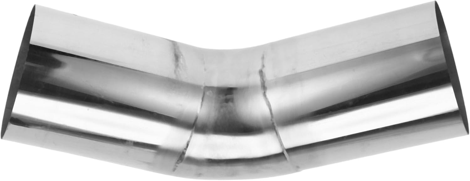 Motoforti 45 Degree 127mm/5" OD Mandrel Exhaust Pipe DIY Custom Car Modified Exhaust Pipe Tubing Piping 200mm/7.87" Length 304 Stainless Steel Silver Tone