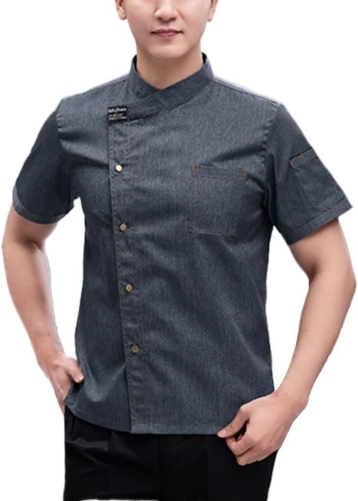 Short Sleeves Coat Jacket Uniform Classic Chef Coat Restaurant Kitchen Cooking Work Clothes for Women, Men