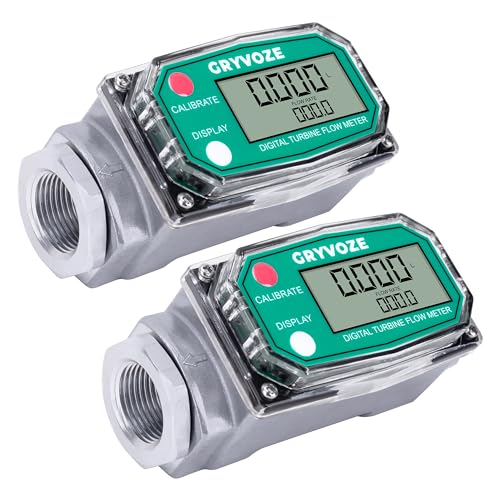 2PCS 1" Fuel Flow Meter, 3/4" Adapters, Water, Diesel &amp; Gasoline
