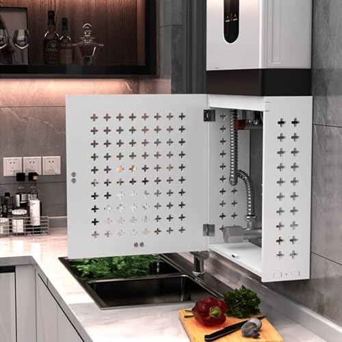Kit Organizer per Pannello Forato da Cucina con 3 Ganci, Piastra di bloccaggio Decorativa per Nascondere condotte del Gas/condotte dello scaldabagno, Pannello espositivo per casa, Garage, uf