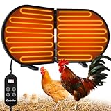 Alpcouts Chicken Coop Heater for Winter, Foldable Flat-Panel Radiant Heater for Chicken Coop with Timer & Temp Adjustable, Smart Large Chick Heaters with 2 Heating Plates for Chick Kitten Pet Animal.