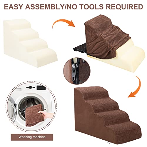 Dog Stairs for Small Dogs, High Density Foam Dog Ramp, Extra Wide Non-Slip Pet Steps for High Beds Or Couch, Soft Foam Doggie Ladder for Dogs Injured, Older Pets, Small Cats - Thumbnail 4