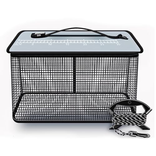 DONGKER Floating Fish Basket,Quick-Drying Coated Mesh Fishing Bait Storage Cage Collapsible 4.5 Gallons for Live Caught Fish