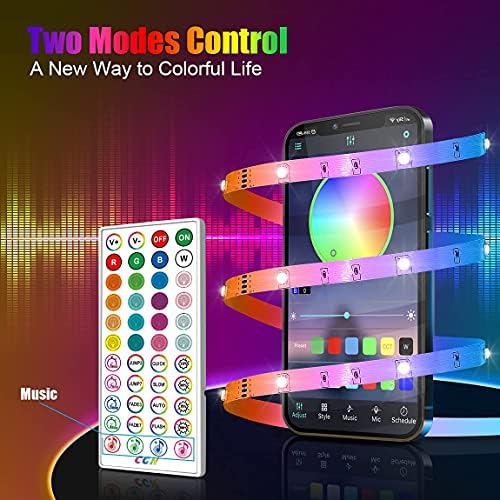 30M LED Strip Lights, CGN Bluetooth 100FT Music Sync Smart LED Strip With Remote 5050 RGB Colour Changing Decorative Dimmable Light Strips Multimode Ambient Mood Lighting for Bedroom TV Backlight Deco