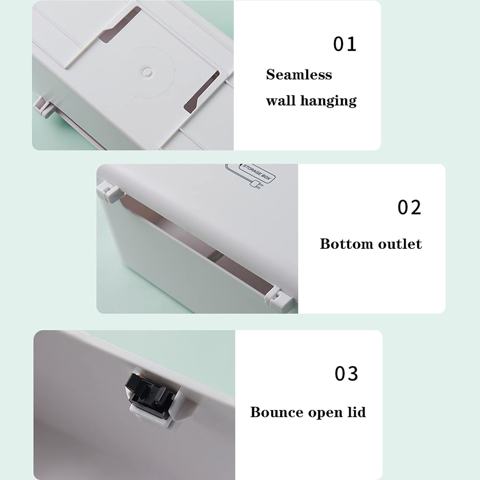 Kabelmanagement-Box Kabel- und Steckdosenleisten-Aufbewahrungsbox Wandmontierte, Nicht stanzende Kabelmanagement-Box Große Kapazitäts-Hohlwärmeableitungskabel Anti-Staub-Box Kabelaufbewahrungsbox (C