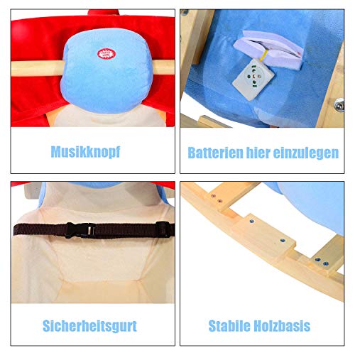 HOMCOM kinderen schommelpaard schommeldier schommel schommelspeelgoed muziek vliegtuig l x b x h 60 x 33 x 45 cm - Afbeelding 4