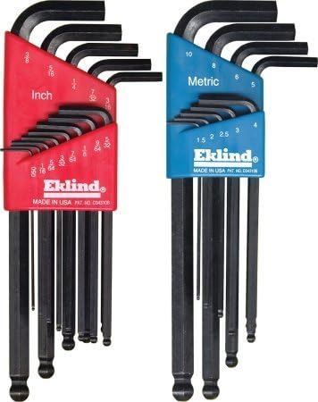 Eklind Tool Ball End Hex Keys Standard & Metric 22 Piece Set 13222