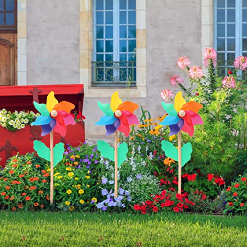 Eioflia Garden Decor Windmill Plastic Rainbow Pinwheel Decorative Plastic Spinners Windmill Flower Windmill Toy Garden Decoration Wind Spinners For Garden #TOP4