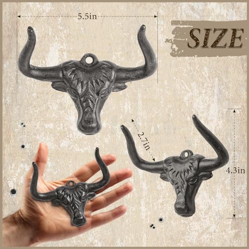Cast-Iron-Hooks-Wall-Mount-2-Pack-Outdoor-Western-Decorative-Wall-Hooks-Heavy-Duty-Towel-Hooks-for-Bathroom-Entryway-Closet-Cow-Bull-Animal-Hooks-Wall-Decor-Antique-Rust Cast Iron Hooks Wall Mount 2 Pack Outdoor Western Decorative Wall Hooks Heavy Duty Towel Hooks for Bathroom Entryway Closet Cow Bull Animal Hooks Wall Decor Antique Rust