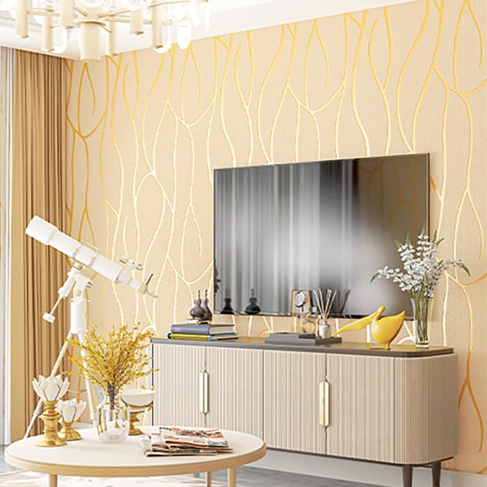 Image of CRIMSON DECORS Beige Freestyle SELF Adhesive Wallpaper for Living Room Bedroom Office Hall Corridor Peel and Stick Vinyl Wallpaper - 1000X45 CM - 48SQFT