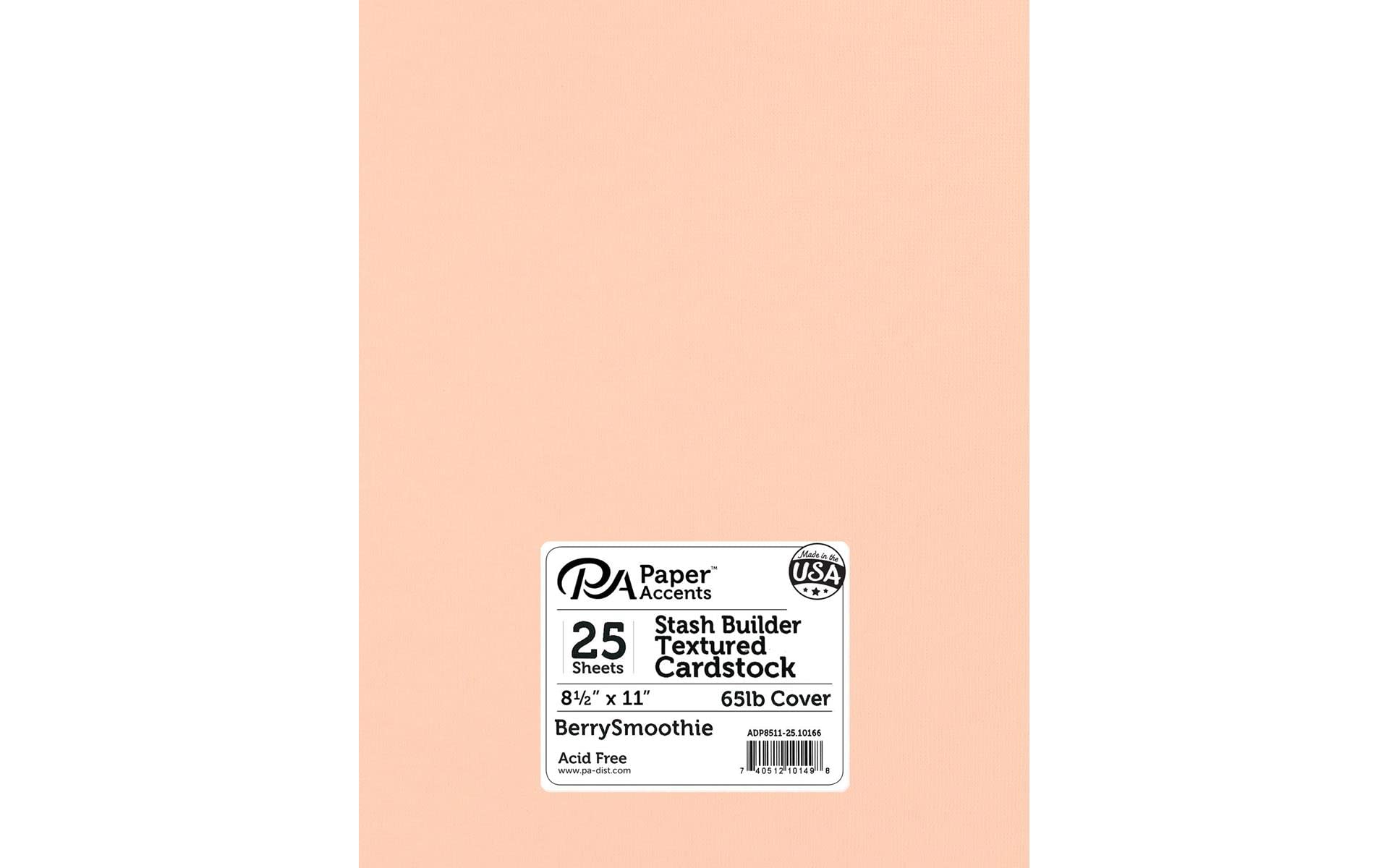 PA Paper Accents Stash Builder Textured Cardstock 8.5" x 11" Textured Berry Smoothie, 65lb colored cardstock paper for card making, scrapbooking, printing, quilling and crafts, 25 piece pack