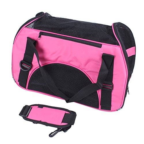 FOBUY - Bolsa de viaje (transportín) plegable, extensible y cómoda para mascotas (color rosa pálido).