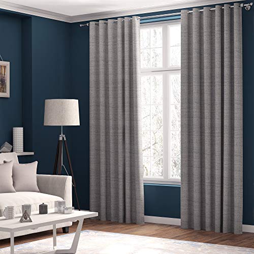 Curtains Faux Linen, Thermal Insulated, 3 Pass 100 % Blackout Eyelet Curtains, (2 Panels) Window Curtains/Panels/Drapes