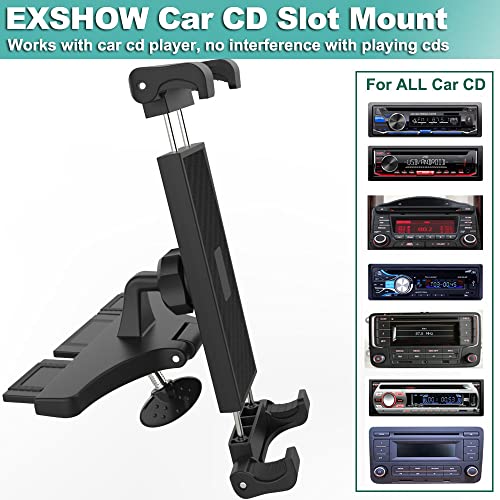 Exshow Car Tablet Mount Cd Slot Holder For 4.7- 12.9 Ipad Phone, 360° Rotation Universal Truck Cd Player Holder For Ipad Pro 12.9" Air Mini, Kindle Fire Hd, Samsung Tab S8 Ultra, Galaxy Z Fold, Iphone #TOP2